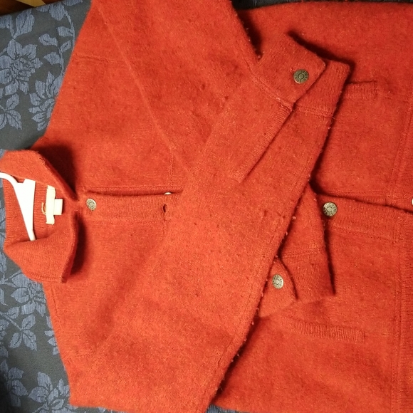 J. Crew Sweaters - J.Crew button front wool cardigan with pockets. Red, small